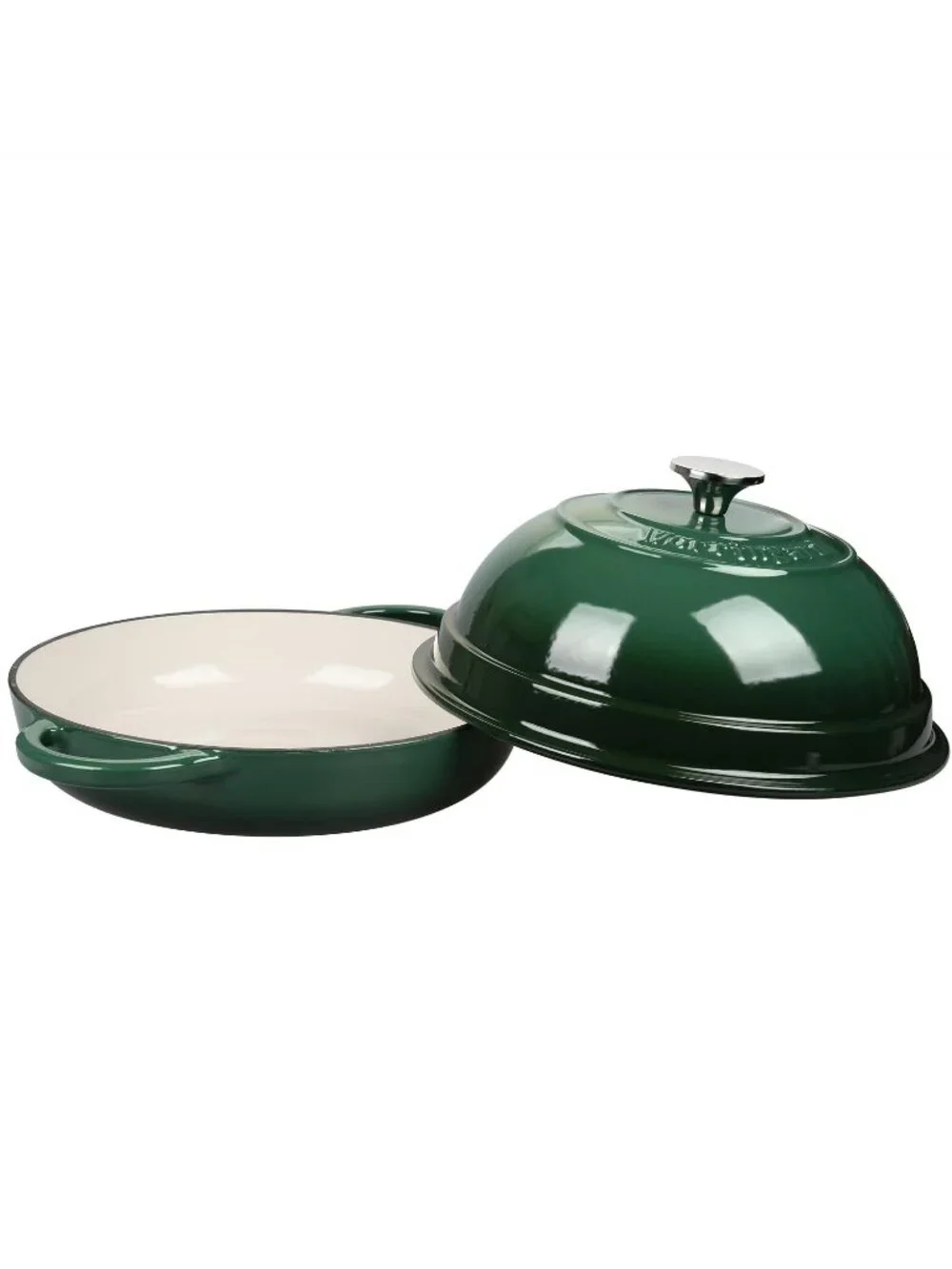 6 Qt Dark Green Cast Iron Enameled Dutch Oven Pot with Lid for Bread Baking Pan